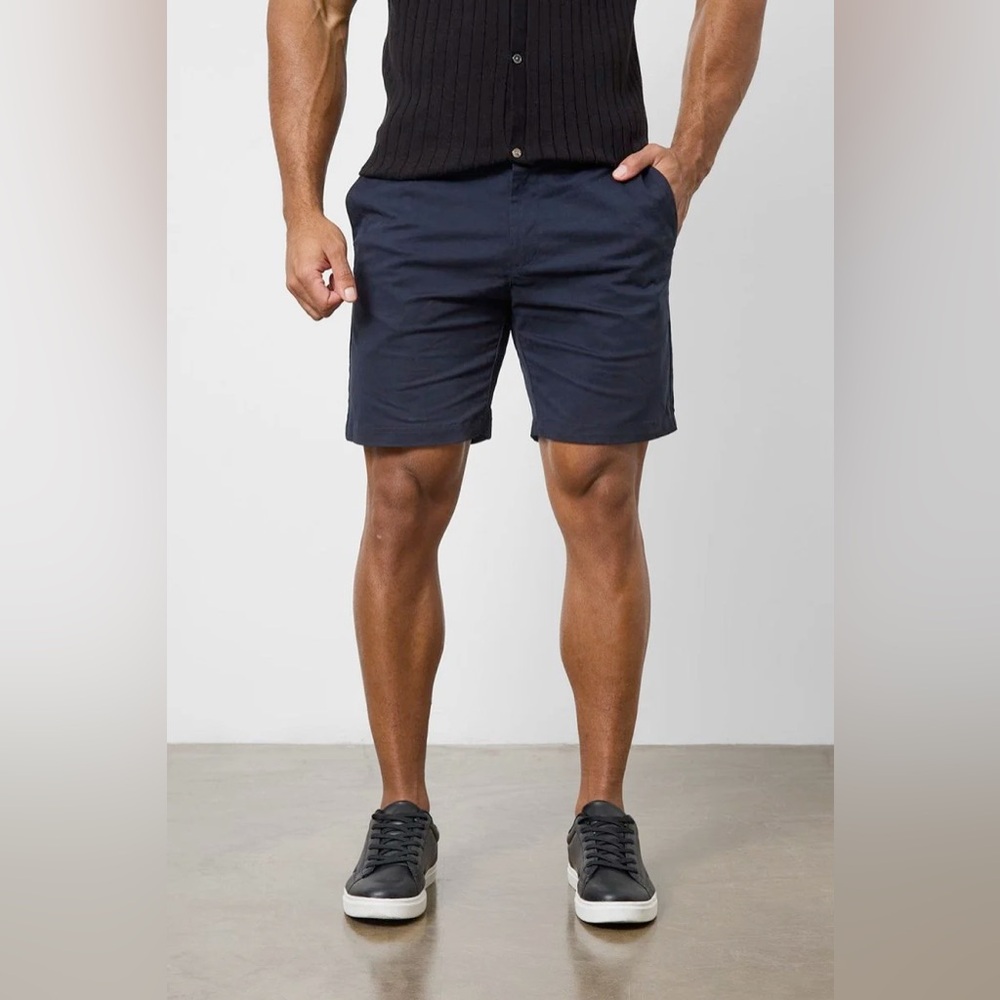 NWT Tailored Athlete Athletic Fit Chino‎ Shorts 7'' in Navy 34
